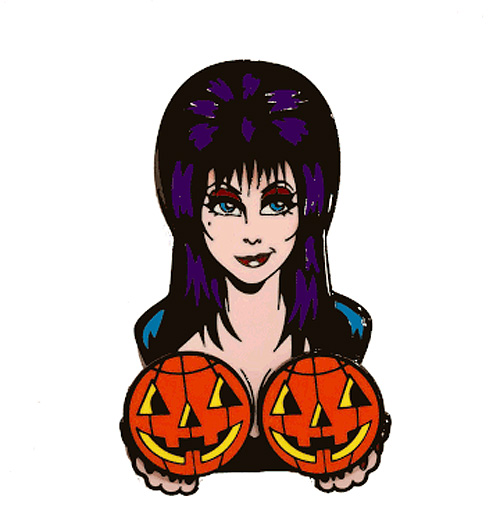 Elvira Mistress of the Dark Spinning Pumpkins Enamel Pin - Click Image to Close