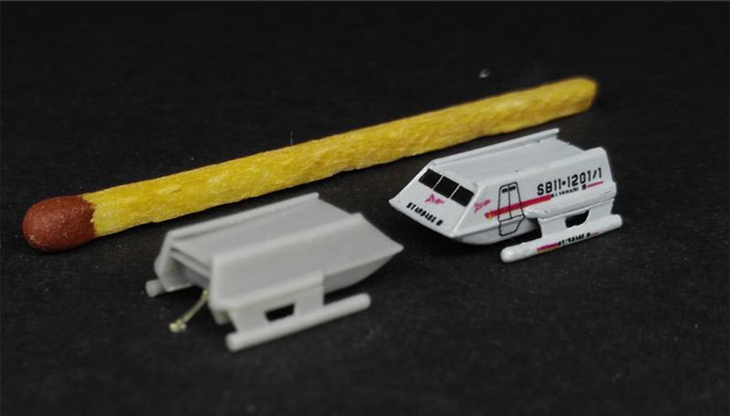 Star Trek TOS Type F Shuttlecraft 1/600 Scale 4 Pack Model Kit with Photoetch and Decals by Green Strawberry - Click Image to Close