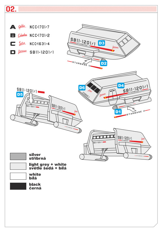 Star Trek TOS Type F Shuttlecraft 1/600 Scale 4 Pack Model Kit with Photoetch and Decals by Green Strawberry - Click Image to Close