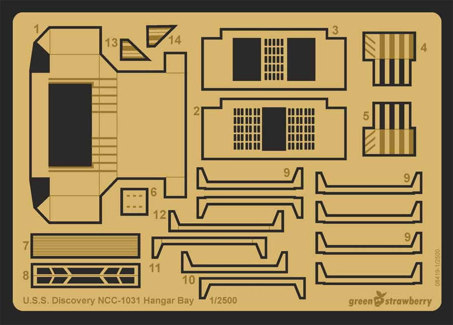 Star Trek Discovery NCC-1031 1/2500 Scale Photoetch Hangar Detail Set by Green Strawberry - Click Image to Close