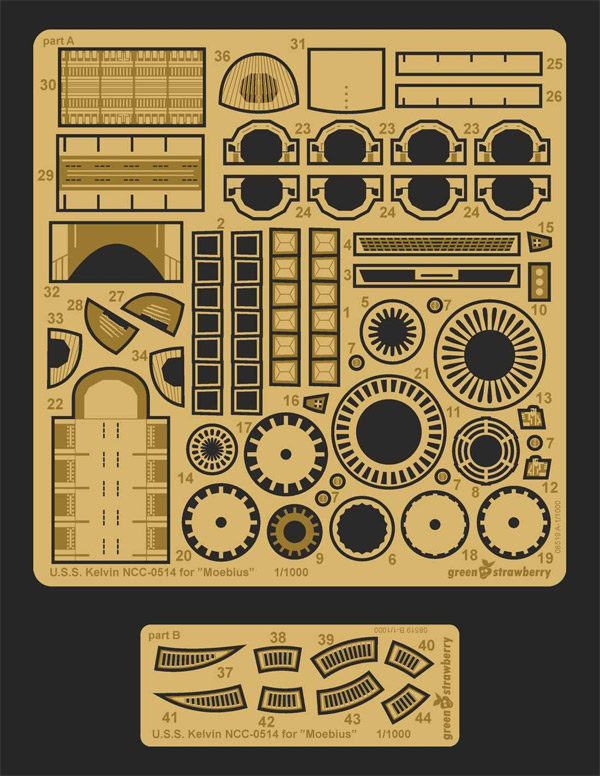 Star Trek U.S.S. Kelvin NCC-0514 Photoetch Detail Set by Green Strawberry - Click Image to Close