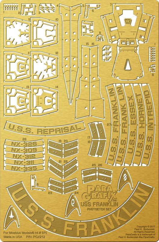 Star Trek Beyond U.S.S. Franklin 1/350 Scale Photoetch Set - Click Image to Close