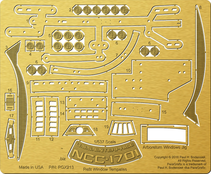 Star Trek U.S.S. Enterprise NCC-1701 Refit 1/537 Scale Window Templates Photoetch Set - Click Image to Close