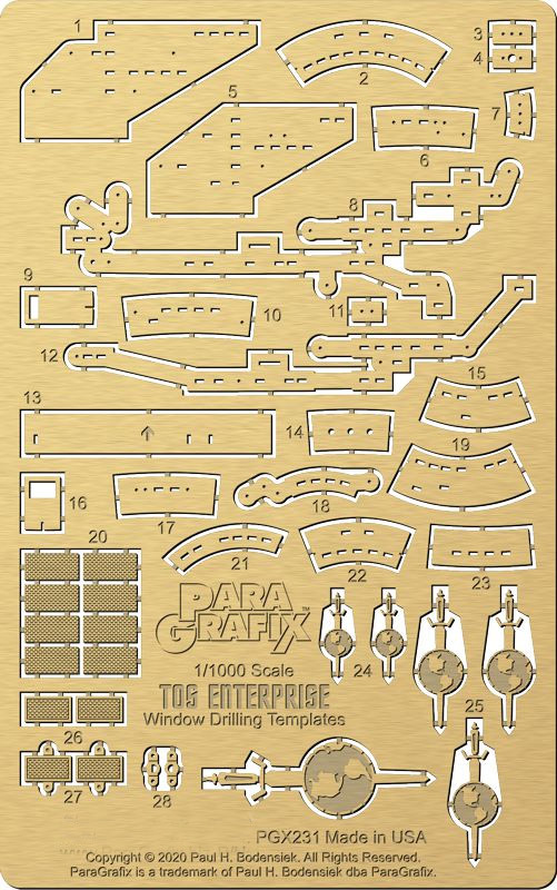 Star Trek TOS Enterprise 1/1000 Scale Window Drilling Templates for Model Kit - Click Image to Close