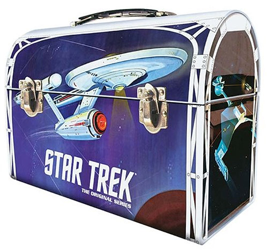 Star Trek TOS Enterprise 1/1000 Scale Model Kit in Tin Lunchbox Packaging - Click Image to Close