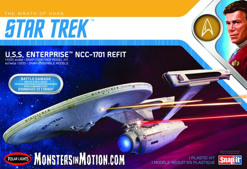 Star Trek Wrath Of Khan Enterprise NCC-1701 Refit Model Kit Snap-Together - Click Image to Close
