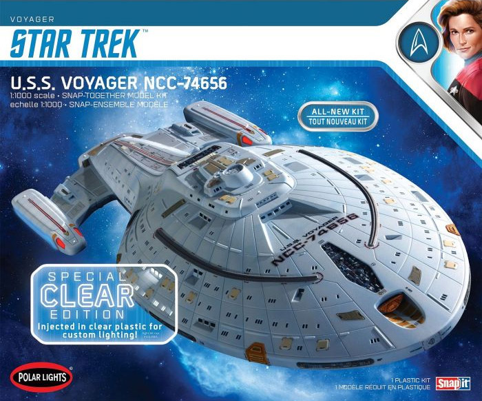 Star Trek U.S.S. Voyager 1/1000 Scale (CLEAR) Model Kit by Polar Lights - Click Image to Close