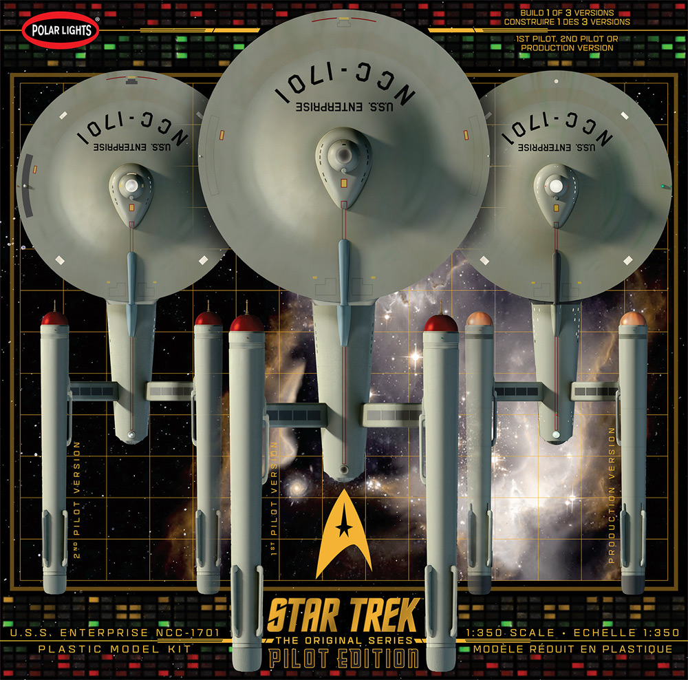 Star Trek TOS U.S.S. Enterprise NCC-1701 1/350 Scale Model Kit with Pilot Parts - Click Image to Close