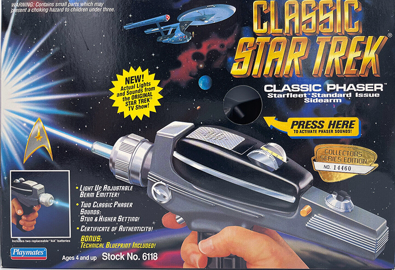 Star Trek: The Original Series Phaser Prop Replica with Sound & Lights by Playmates - Click Image to Close