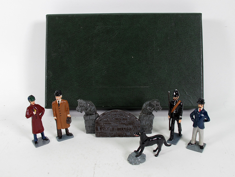 Sherlock Holmes Hound of the Baskervilles Metal Figure Set - Click Image to Close