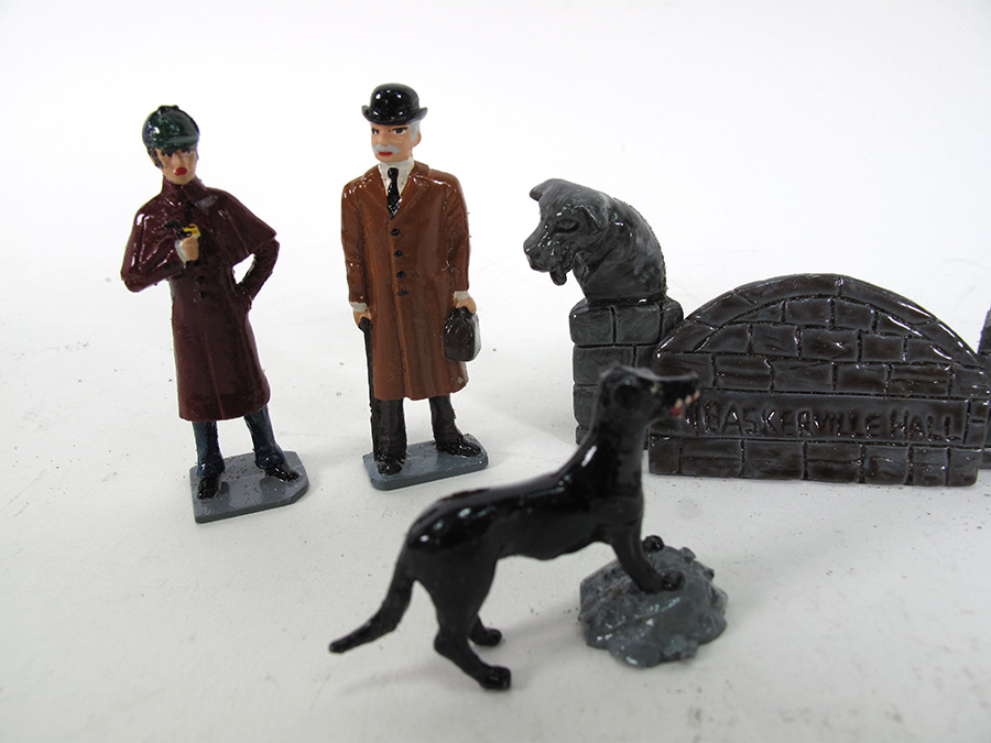 Sherlock Holmes Hound of the Baskervilles Metal Figure Set - Click Image to Close