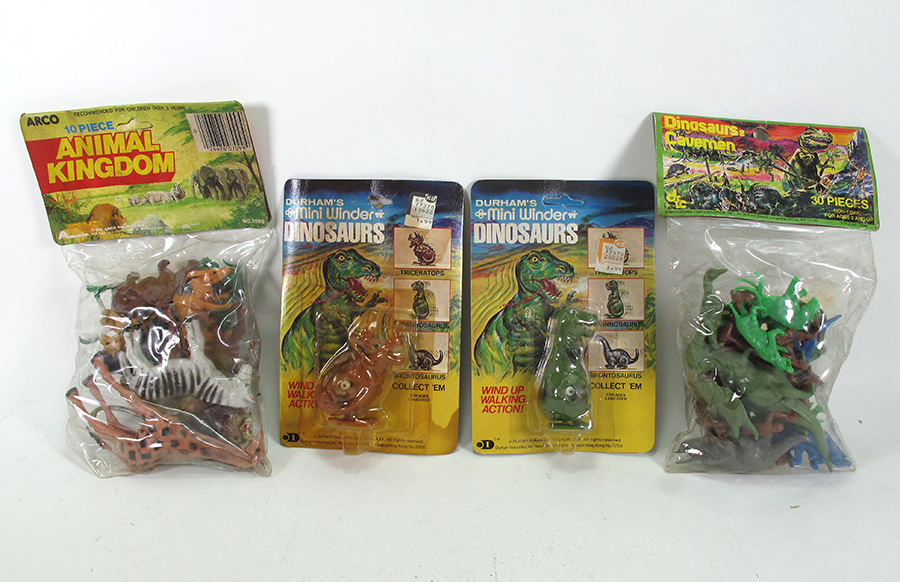 Dinosaurs and Cavemen and Animals Plastic Toy Collection Lot - Click Image to Close