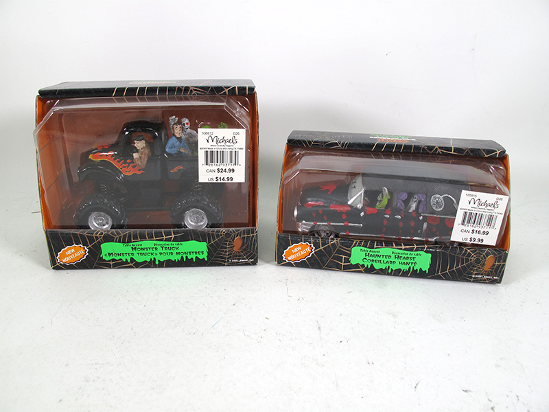 Spooky Town Monster Truck and Haunted Hearse Set of 2 Vehicles - Click Image to Close