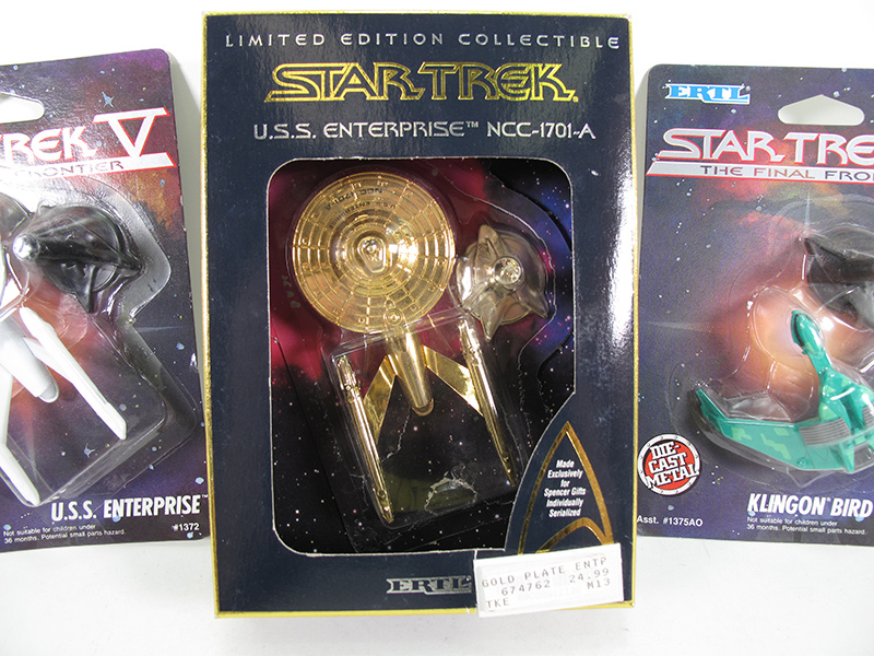 Star Trek TOS ERTL Gold & Regular Enterprise & Klingon Die-Cast Starship Replicas - Click Image to Close