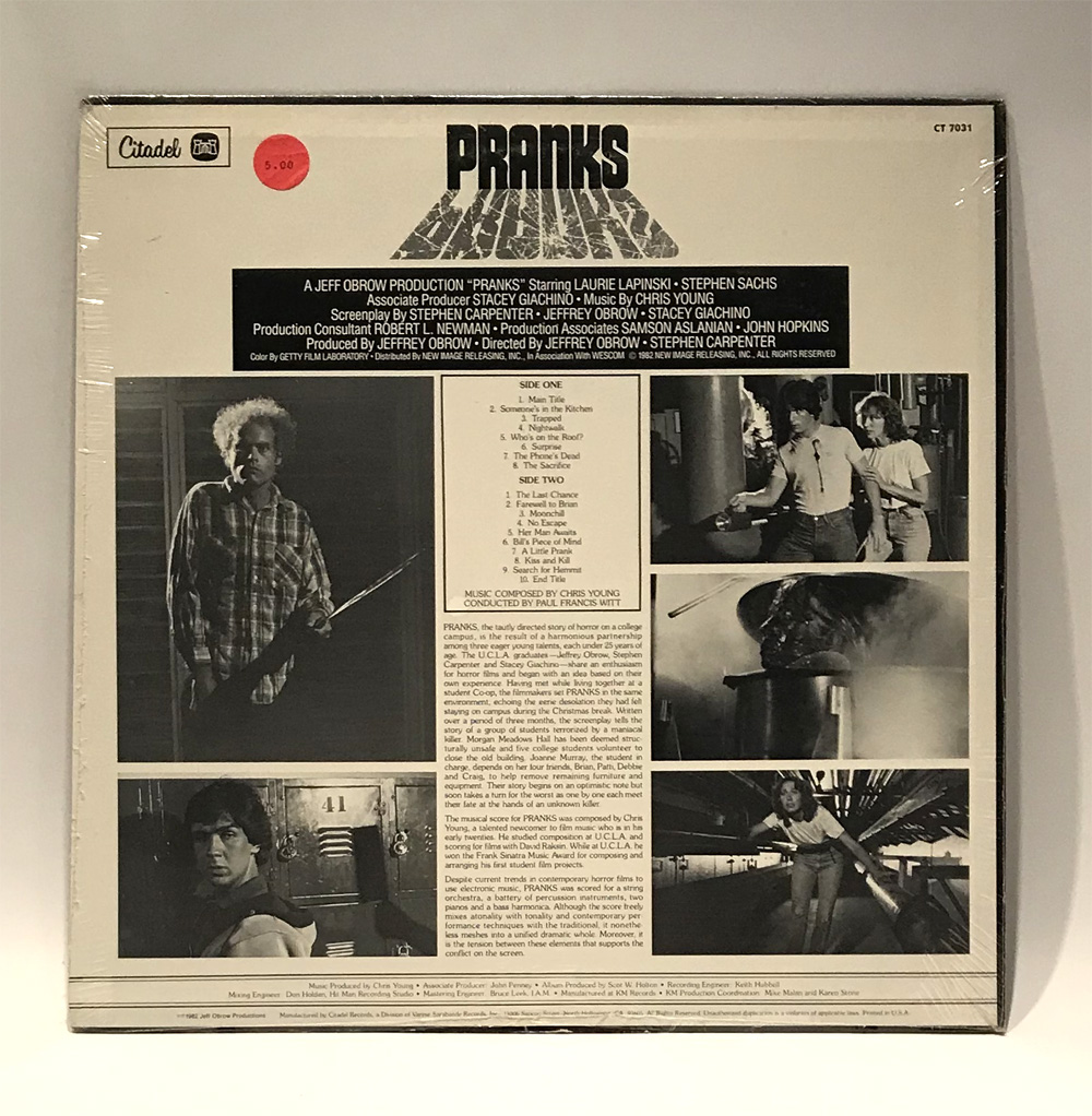 Pranks Soundtrack Vinyl LP Chris Young, Christopher Young - Click Image to Close
