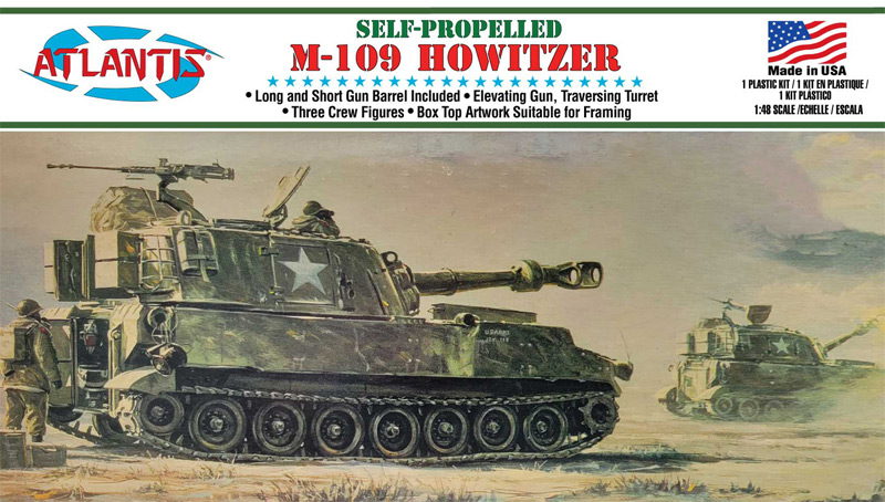 U.S. Army M-109 Howitzer Tank Aurora Reissue 1/48 Scale Model Kit by Atlantis - Click Image to Close