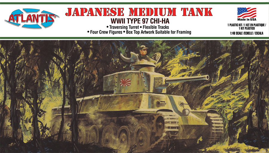Japanese Army WWII Chi-Ha Type 97 Medium Tank Aurora Reissue 1/48 Scale Model Kit by Atlantis - Click Image to Close