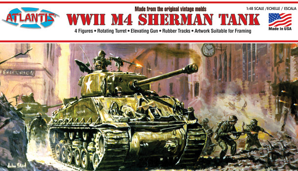 Sherman M4 Tank U.S Army WWII 1/48 Scale Aurora Re-Issue Model Kit - Click Image to Close