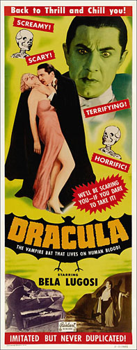 Dracula Bela Lugosi Re-release Repro Insert Poster 14X36 - Click Image to Close