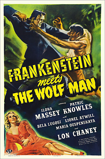 Frankenstein Meets the Wolf Man 1943 Reproduction Poster 27x41 - Click Image to Close