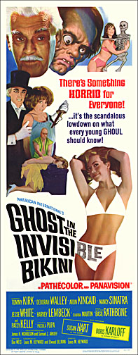 Ghost in the Invisible Bikini Karloff Repro Insert Poster 14X36 - Click Image to Close