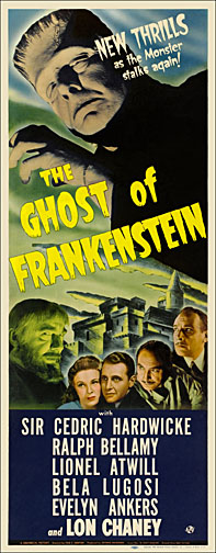 Ghost of Frankenstein Lon Chaney 1942 Repro Insert Poster 14X36 - Click Image to Close