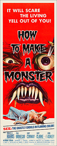 How to Make a Monster 1958 Repro Insert Movie Poster 14X36 - Click Image to Close