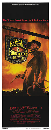 High Plains Drifter 1973 Repro Insert Movie Poster 14X36 - Click Image to Close