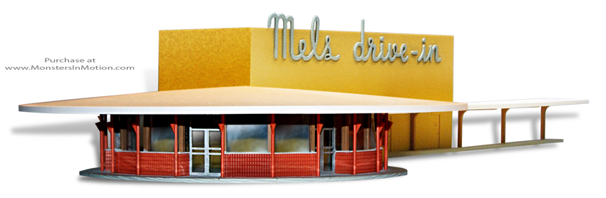 American Graffiti Mel's Diner Prebuilt Model OOP - Click Image to Close