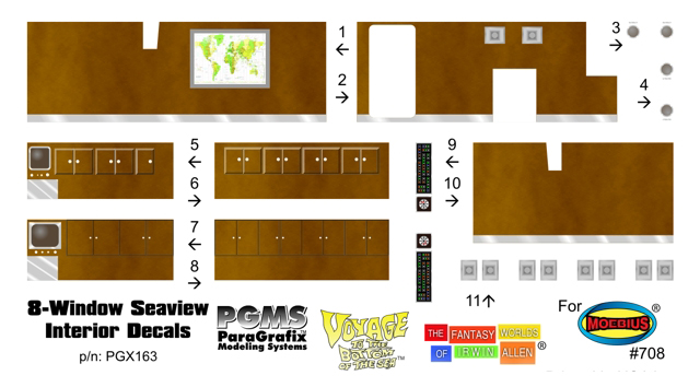 Voyage to the Bottom of the Sea Movie Seaview 1/128 Scale Interior Decals - Click Image to Close