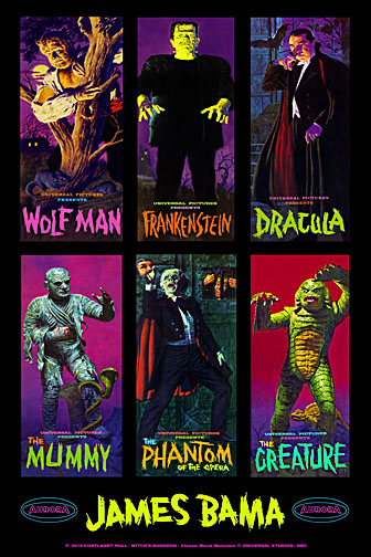 Aurora James Bama Universal Monsters Box Art Poster 27" X 41" - Click Image to Close