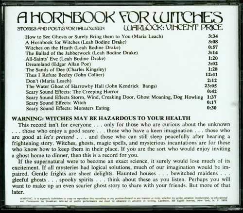 Hornbook for Witches, A Vincent Price Soundtrack CD - Click Image to Close