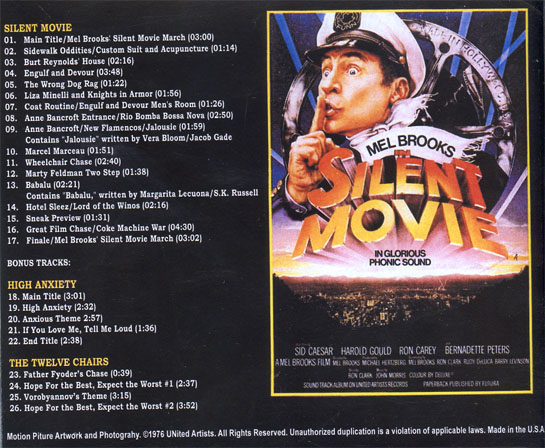 Silent Movie OST Soundtrack CD + Bonus Tracks John Morris - Click Image to Close