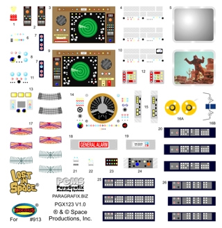 Lost In Space Jupiter 2 II 1/35 Scale 18 Inch Stock Interior Model Decal Set - Click Image to Close