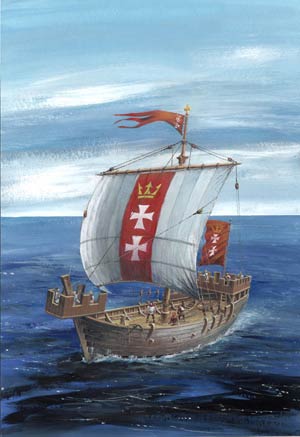 Hansa Cog Medieval Sailing Ship Plastic Model Kit Zvezda - Click Image to Close