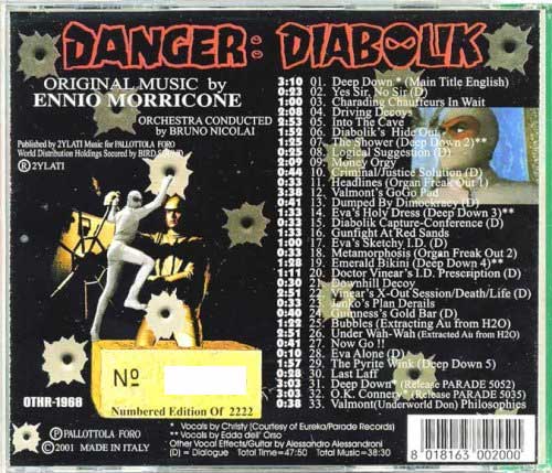 Danger Diabolik Soundtrack CD Ennio Morricone - Click Image to Close