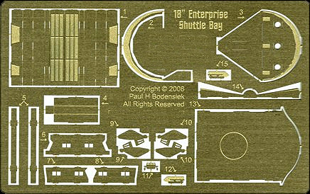 Star Trek Enterprise NCC-1701 1/650 Scale Model Kit Photoetch Shuttle Bay Set - Click Image to Close