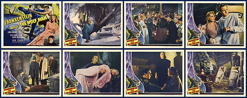 Frankenstein Meets The Wolf Man 1943 Lobby Card Set of 8 - Click Image to Close